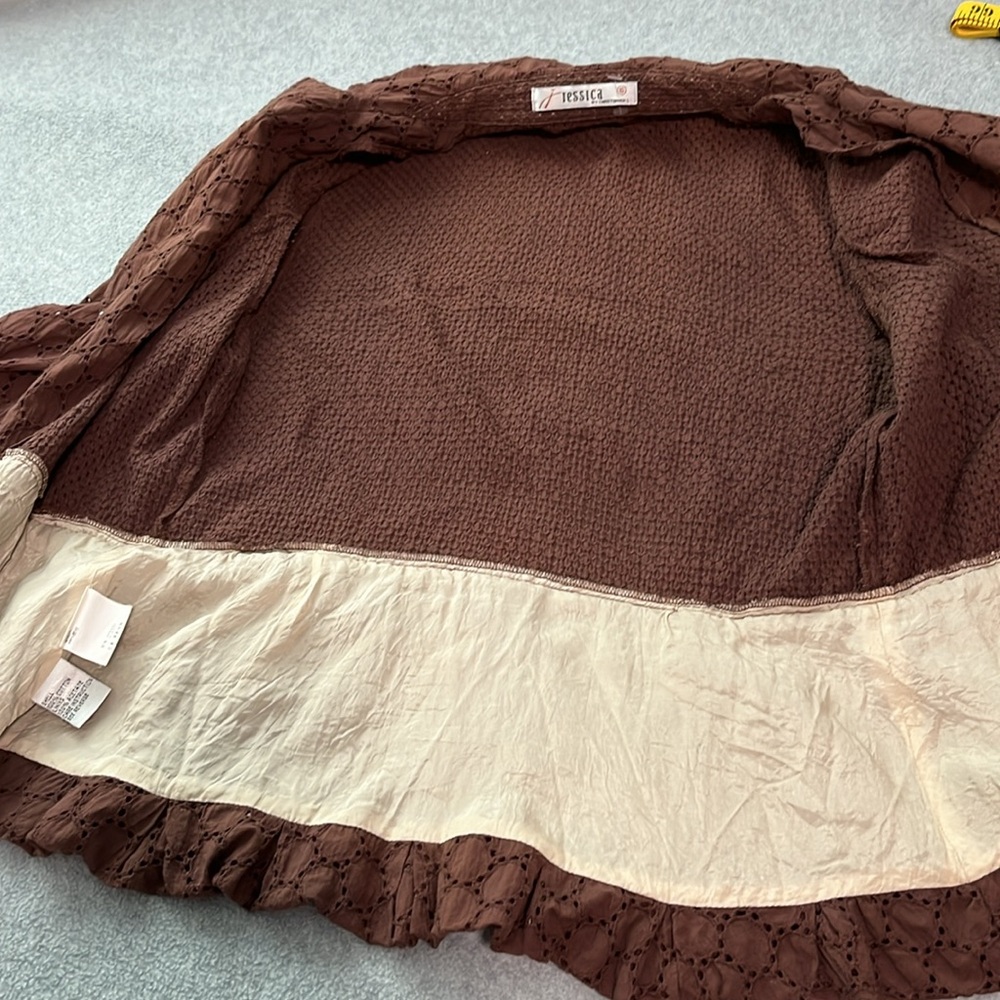Coquette Cottagecore Peplum Jacket Top Small Petite Brown Girly Lolita Kawaii - Picture 10 of 11